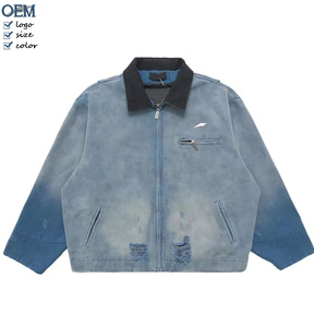 Veste en toile vintage délavée à l'acide, <span class=keywords><strong>double</strong></span> couche doublée, coupe décontractée, coupe-vent, haute qualité - Product Image 1