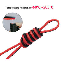 Fil de silicone extra souple 10AWG à 24AWG, fil double parallèle rouge et noir en cuivre