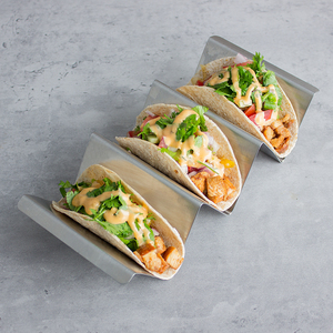 Support pour Taco en forme de <span class=keywords><strong>U</strong></span>, plateau en acier inoxydable 430 #, 4 paquets, assiette de couleur, en argent inoxydable, 200 pièces - Product Image 5