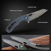 Nouveau Couteau Pliant Damas 2026 60 HRC, Couteau de Poche EDC pour le Camping, la Randonnée et le Quotidien, Fabricant OEM en Gros