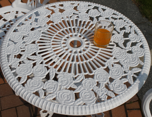Cast Aluminum Outdoor Patio Furniture Rose <strong>3</strong> <strong>Piece</strong> <strong>Bistro</strong> <strong>Set</strong> - Product Image 3