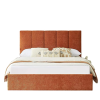 Cadre de lit intelligent réglable rembourré avec barre de levage, design minimaliste, grand espace de rangement, 160x200cm, velours, support à lattes en bois, gain de place