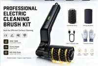 Brosse de nettoyage électrique rotative sans fil rechargeable à angle réglable avec long manche, écologique, résistante à la chaleur et lavable au lave-vaisselle
