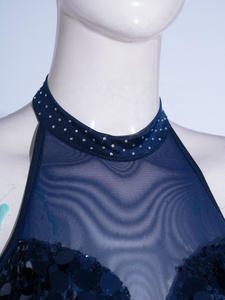 <b>Womens</b> Dance Set <b>Bodysuits</b> Sequin Mesh Halter High Waisted Stage Performance Outfit Jumpsuits Custom Made - Product Image 3