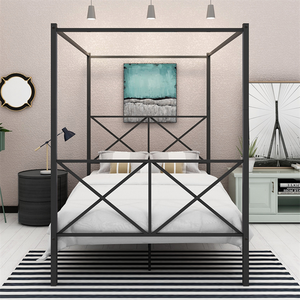 Modern King Size Adult Steel Metal Canopy <strong>Bed</strong> Bedroom Furniture - Product Image 6