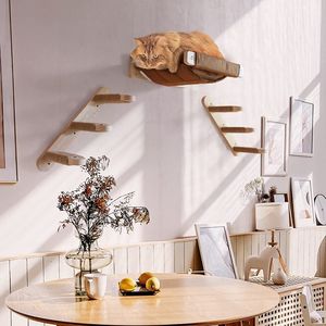<strong>Cat</strong> Wall Shelves and Perches Set Climb Furniture Wall-mounted Playing <strong>Climber</strong> Floating Wood Picture Pet Beds &amp; Accessories CNLF - Product Image 5