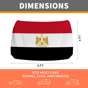 Bandera para Capó de Coche Personalizada al por Mayor, Diseño <span class=keywords><strong>Egipto</strong></span>, 130x150 cm, con Cordón Elástico, Protección UV, Ideal para Coches Medianos - Product Image 4