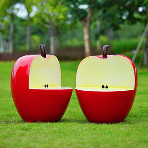 Ensemble de sièges modernes en fibre de verre, design fantaisie et durable, en forme de pomme, pour mobilier de jardin extérieur, idéal pour fermes, villas, parcs et cours. - Product Image 6
