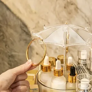 Rotating PET Transparent Modern Multifunction Office & Desktop <b>Makeup</b> Storage Jewelry Display Organizer <b>Box</b> - Product Image 4