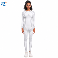 Ensemble de ski sans couture pour femmes, 2 pièces, tricoté, haute élasticité, pour yoga et entraînement, tenue athlétique intégrale pour le sport