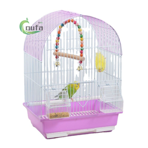 Cage à oiseaux pour perroquet de jardin en fer vintage avec boîte à nourriture avec poteau debout. - Product Image 3