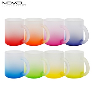 Wholesale High Quality 11oz Customized Neon Color Bottom Frosted <b>Glass</b> Cup Sublimation Blank <b>Glass</b> Mug - Product Image 1