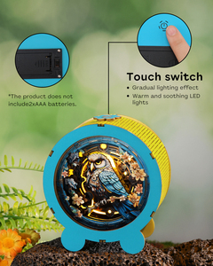 3D Wooden Owl Puzzle Night <b>Light</b> Kit, DIY Round Paper Carving Lamp, Creative LED Desk Decor Gift for Kids Adults - Product Image 4