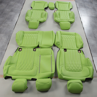 Housse de Protection Intérieure de Siège de Voiture de Luxe en Cuir Nappa Motif Diamant, Vert Pomme, 5 Places, Vente en Gros