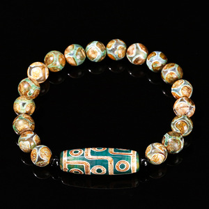 Verde nove occhi Dzi agata perline pietre preziose bracciali a forma di botte pietra preziosa calcedonio perline bracciali - Product Image 2
