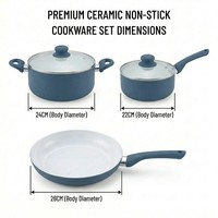 Ensemble de casseroles et poêles E-Top bleu foncé en aluminium antiadhésif avec revêtement céramique