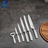 6 pièces Royal Swiss Line Chef couteau ensemble de haute qualité antiadhésif blanc revêtement en acier inoxydable coupe cuisine utilisation comprend boîte-cadeau