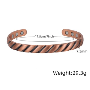 Antique Red Copper Bracelets Minimalist Elegant <b>Adjustable</b> <b>Ring</b> Bracelets Geometric Magnetic Therapy Bracelet Gift - Product Image 2