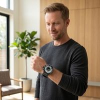 Reloj Inteligente Personalizado OEM para Hombre, Correa de Goma Negra, AMOLED, Frecuencia Cardíaca, Presión Arterial, SpO2, Personalización de Logotipo, Regalo Empresarial, 4 Días de Batería