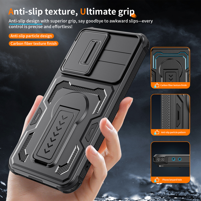 Hard Rugged Cover Lens Protector Phone Case for Samsung Galaxy A36 A56 A26 A17 S24 S25 S26 Ultra Folding Holder Kickstand Cover