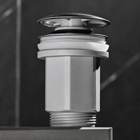 Évier de salle de bain moderne avec drain 90 mm en plastique et laiton poli, design pop-up
