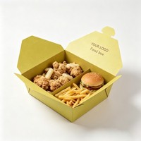 Boîte alimentaire rectangulaire en papier kraft jetable, conteneur à emporter en carton, boîte bento, emballage personnalisé pour collations avec logo