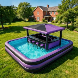 Matelas flottant <span class=keywords><strong>gonflable</strong></span> en PVC personnalisé pour piscine, station de restauration aquatique, canapé, table de fête, <span class=keywords><strong>lit</strong></span> de repos avec parasol complet - Product Image 4