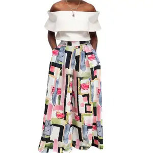 กางเกงขาบานสำหรับผู้หญิง C0501TA91ธรรมดาและกางเกงขายาวเอวสูงพิมพ์ลายศิลปะลำลองยอดนิยมสไตล์แอฟริกัน