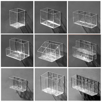 Pot de rangement de bureau en acrylique transparent, rectangulaire, à 4 compartiments, pour crayons, marqueurs, organiseur de bureau pour étudiants, boîte de présentation