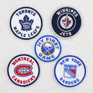 Custom National Hockey League Logo Embroidery Patch Clothing Heat <b>Press</b> Badges Embroidered Patches Sew Iron on for <b>Clothes</b> - Product Image 1