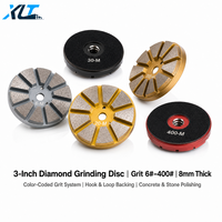 Disques de meulage diamantés à liaison métallique de 3 pouces, 10 segments, personnalisables avec support OEM, lot de 6 # -400 #   Grains abrasifs pour le meulage des surfaces en béton vieilli OEM