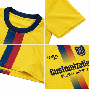 Conjunto <span class=keywords><strong>de</strong></span> Uniforme <span class=keywords><strong>de</strong></span> Fútbol Personalizado por Sublimación para la Copa Mundial <span class=keywords><strong>de</strong></span> Fútbol 2026, Equipo <span class=keywords><strong>de</strong></span> <span class=keywords><strong>Ecuador</strong></span>, Transpirable, <span class=keywords><strong>de</strong></span> Secado Rápido, OEM - Product Image 4