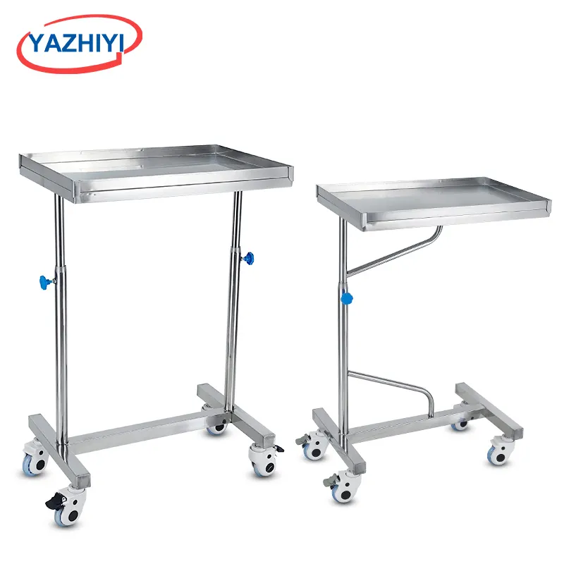 Hospital Table Mayo Trolley Medical Tray with Wheels Stainless Steel Hospital Furniture