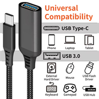 Câble USB Type-C tressé JILIAN 0,2 m USB 3.0 avec cœur en alliage d'aluminium pour téléphone portable, charge rapide et transfert de données pour clé USB