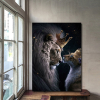 Vente en gros de peinture personnalisée pour décoration intérieure moderne avec impression numérique, photo de lion, peinture sur toile d'art mural, affiche de peinture murale