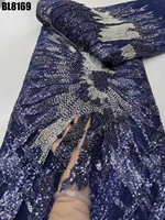 Tissu en dentelle perlée élégant de Roumanie avec broderie et paillettes pour robes de mariée et de soirée