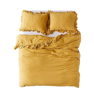 Parure de lit en lin 100 % lin français à volants, personnalisable en gros, pour la maison et les mariages - Product Image 1