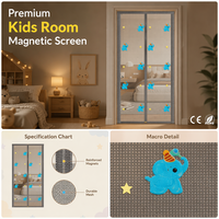 Moustiquaire de porte magnétique moderne pour chambre d'hôtel, en maille diamantée imprimée, qualité commerciale, lavable, vente en gros