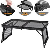 Meja Panggangan Lipat Modern untuk Luar Ruangan 3 kaki Portabel Persegi Berbahan Logam Aluminium 2-Kursi Ringan Perabot BBQ Luar Ruangan