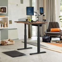 Bureau debout électrique ergonomique moderne extensible en bois convertible avec panneau mural, design noir/blanc, cadre noir/blanc, garantie 5 ans pour le bureau