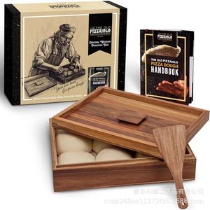 Caja de madera para masa de pizza KY-28, cubierta, almacenamiento sostenible para utensilios de pizza, Condado de Cao - Product Image 2