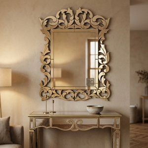 Espejo de <span class=keywords><strong>Pared</strong></span> <span class=keywords><strong>Veneciano</strong></span> de Vidrio <span class=keywords><strong>con</strong></span> Borde Dorado Moderno MR-201363, Decorativo para Sala de Estar, Venta al por Mayor - Product Image 3