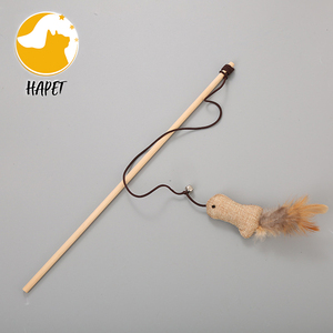 Pesca Polo gato juguete palo de madera con Terra Natural gato ratón cabeza de calabaza de chica de pescado - Product Image 3