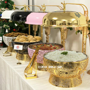 Set Perlengkapan Buffet dengan Wadah Pemanas Makanan Hotpot, Logo Kustom, Bentuk Bulat, untuk Acara, Chefing, Chfer, Buffet Cheffing Dishes - Product Image 4