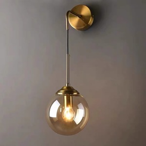 Candelabro de vela nórdica de latón, candelabro de pared nórdico dorado, luz E27, enchufe de lujo, decoración de cabecera, iluminación, lámpara de pared de aluminio - Product Image 4