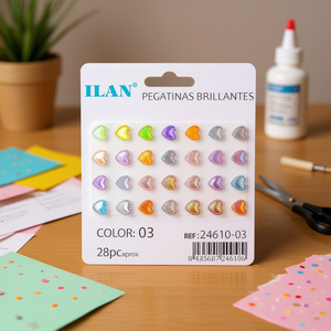 Adesivi con strass a forma di cuore ILAN Colore 03 Circa 28 pezzi - Product Image 3