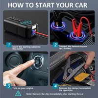 Démarreur de batterie d'urgence 2800 Ampères de pointe, pinces intelligentes, batterie externe avec lumière LED pour utilisation en moto