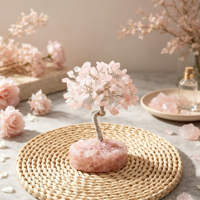 En gros, Figurine Arbre à Argent en Cristal Naturel avec Pierres et Gravier, Ornement de Bureau et de Maison, Cadeau de Noël