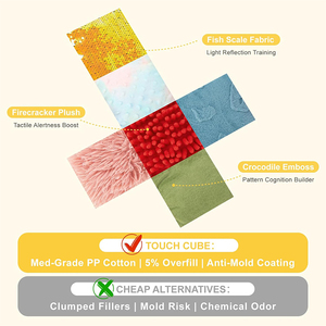 Jouets cubes <span class=keywords><strong>d</strong></span>'activités en peluche douce de couleur personnalisée en usine, <span class=keywords><strong>6</strong></span> jouets sensoriels tactiles différents pour le <span class=keywords><strong>d</strong></span>éveloppement des tout-petits, jouets éducatifs précoces pour bébés - Product Image 3