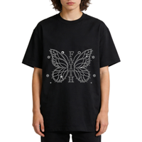 Transfert thermocollant papillon chrétien en strass pour T-shirt, vente en gros usine